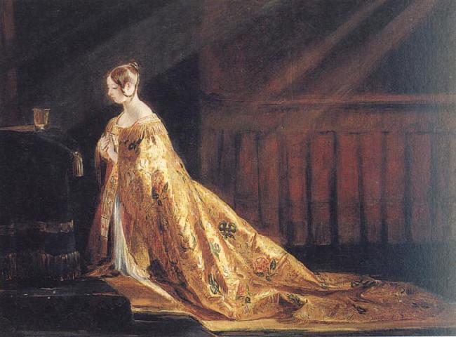 Charles Robert Leslie Queen Victoria in her Coronation Robes oil painting picture